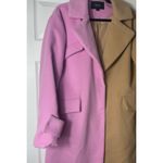 Akira  Sherbert Colorblock Pink Tan Longline Trench Coat Jacket Size L Photo 2