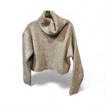 Thakoon Cropped Ribbed Turtleneck Sweater Oatmeal Beige Ribbed SOFT Large Photo 1