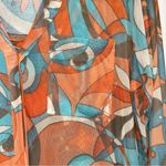 Multiples  Colorful Retro Floral Print Mesh 3/4 Roll Tab Sleeve High Low Hem Top Photo 2