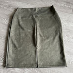Renee C Skirt Womens Large Pencil Back Slit Faux Suede Olive Photo 8