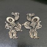 Unique Vintage Pewter Western Horse Saddle Cowboy Hat Boots Gun Charms Earrings Photo 5