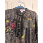 EzHippie Patchwork Elephant Print Tunic Shirt Long Sleeve Button Up XXL Nepal Black Photo 3