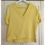 Dear John  yellow gauze rolled cuff vneck top size M Photo 2