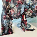Elan  Vibrant Sheer Floral Tie-Front Work Blouse Size M Photo 3