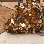 Vintage Y2K gold sequin beaded clutch cocktail purse evening bag with chain Photo 3