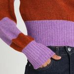 Topshop Bold Striped Soft Knit Crewneck Sweater Purple Rust Petite Size 4 Photo 2