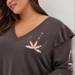 Torrid Lightweight French Terry Long Sleeve Top - Dark Gray Size 2X Photo 0