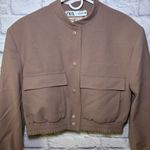 ZARA  Dusty Mauve CROPPED MAXI BOMBER JACKET WITH POCKETS Medium Wool Blend Photo 0