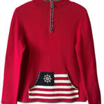 Villager Sport Women’s Fisherman Nautical Americana Quarter Zip Flag Sweater M Photo 0