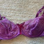 Victoria's Secret Victoria’s Secret Purple Lace hot pink corset detail bow Bra 32C Photo 1