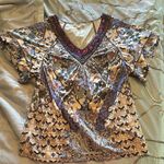 Live and let live  medium beaded print top nwot Photo 0