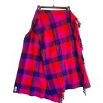 Coach Plaid Fringe Wool Blend Scarf Pink Purple Red Check Pattern 20x64 Excellen Photo 0