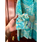 VINTAGE NWT Tess Dress Sz 18 (runs small) Sheer Silk 1/2 Button Paisley Blouse Blue Size L Photo 7