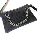 Michael Kors MK Black & Grey Monogram Pull Chain Belt Bag Mini Bag Purse Photo 1
