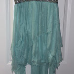 Sequin Hearts Aqua Strapless Prom Dress Size: 3 Photo 0