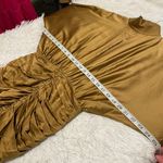 Retrofete Barbara Silk Ruched Mock Neck Mini Dress in Olive Green Small Photo 3