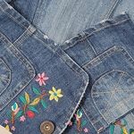 Baccini  Blue Denim Vest with Colorful Floral Embroidery Size L Photo 13