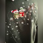 Vintage Top Stitch winter holiday owls sweatshirt, size large Green Photo 3