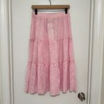Urban Outfitters  | Baby Pink Feminine Tiered Embroidered Remnants Maxi Skirt, M Photo 4