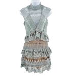 Boutique  Unbranded Mini Dress Sleeveless High Neck Lace Ruffle Sage Mint Blue Photo 39