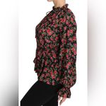 Dolce & Gabbana Authentic Rose Floral Silk AOP Blouse Shirt Top Ruffle Detail S Photo 5