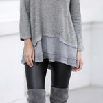 easel  anthropology Heather Gray Layered Tunic Top sz L Photo 0