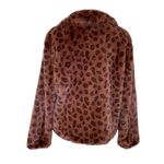 Sunset & Sixth Womens Animal Print Faux Fur Coat Size M Brown Black Cozy Classic Size M Photo 4