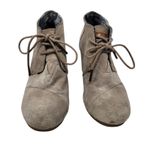 Toms Tan Taupe Suede Wedge Booties Oxford Lace Up Shoe Size 7 Photo 2