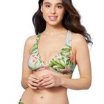 Kona Sol Elongated Triangle Tie Bikini Top Tropical Green Size S Adjustable New Photo 0