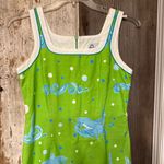 Lilly Pulitzer  Vintage Vibrant Green and Blue Pool Shark Sundress size 8 Photo 2