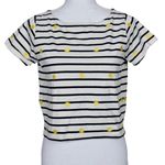 Madewell  XXS Summer Setlist Embroidred Top Short Sleeve Tee Navy Stripe J2322 Photo 0