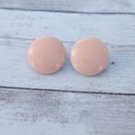 Vintage Clip On Earrings Light Peach Pink Tone Circular 0.75" Photo 1