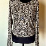 Adidas NWT Guess Leopard Print sheer Long Sleeve logo Top Photo 0