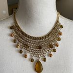 Necklace gold toned and brown beads elegant night out. Photo 0