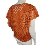 Du Jour Crew Neck Ruffle Lace Top Orange Rust Small A378507 NWOT Ruffle Sleeve Photo 7