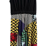 Eshakti  Black and Multicolor Patchwork Midi Dress Photo 0