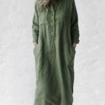 Seaside tones Linen shirt dress Green one size New Photo 0