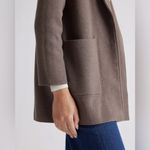 Quince Organic Cotton Knit Soft Blazer Cardigan Taupe Brown Medium Photo 4