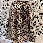 White House | Black Market WHBM Pleated Leopard Print Sateen Skirt sz 10 in brown multi Photo 4