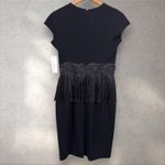 RICKIE FREEMAN TERI‎ JON SHEATH DRESS CAP SLEEVE FLORAL APPLIQUE FRINGE TASSEL 6 Black Photo 3