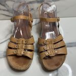 Gabor Womens Tan Leather Low Wedge Sandals US Sz 9 Strappy Comfort Festival Boho Brown Photo 1