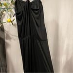 Stunning vintage 70’s rayon slinky skinny strap elastic waist wide leg jumpsuit Black Size XS Photo 4