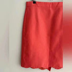J.Crew J. By  Coral/Salmon Solid Pencil Skirt with Scalloped Hem, Size 4 Photo 4
