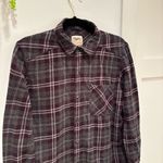Aritzia  TNA boyfriend Flannel Dark Gray Plaid Button Down Shirt Women's Size S Photo 1