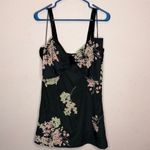Free People Tie A Bow Mini Dress Black Pink Floral Velvet Trim. Size M Photo 2