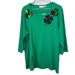 Quacker Factory NWT Green St PatrickS Day Sequin Knit 3/4 Sleeve Top Size XL Photo 3