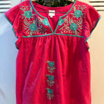 J. Marie embroidered Zuri top in dark pink with turquoise embroidery Sz M Blue Size M Photo 0