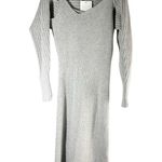 LVIR Merino Wool Cashmere Ribbed Midi Sweater Dress Size Medium Gray Photo 0