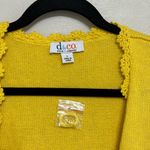 Denim & Co NWT D & Co. Cotton Lace Crochet Knit Cropped Cardigan in Yellow - Size L Photo 2