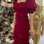 Rachel Parcell  Jacquard Smocked Ruffle Tiered Dress Red Size Large Photo 4